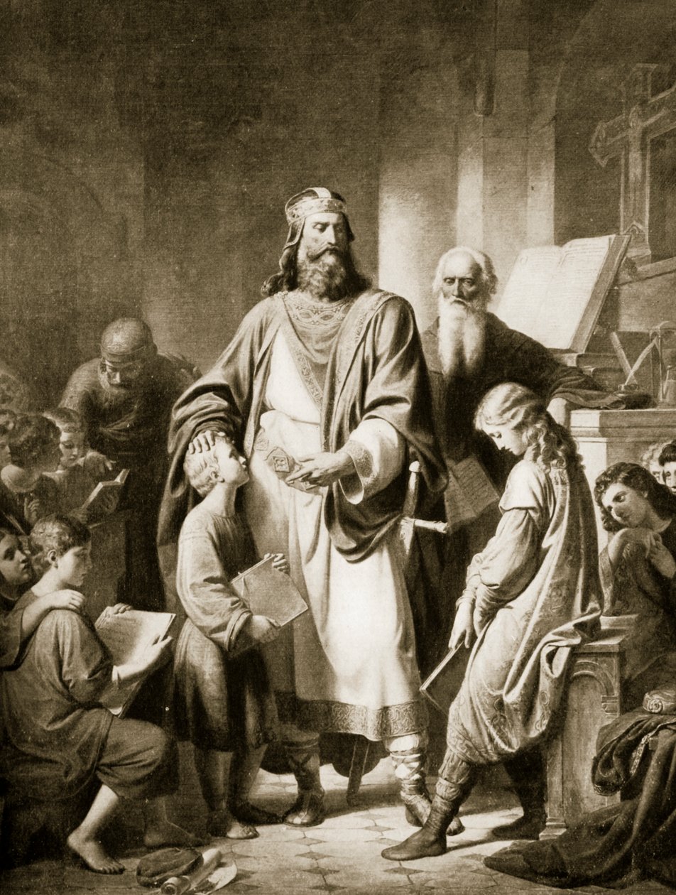Karel Veliký a jeho učenci, ilustrace z knihy "Hutchinson