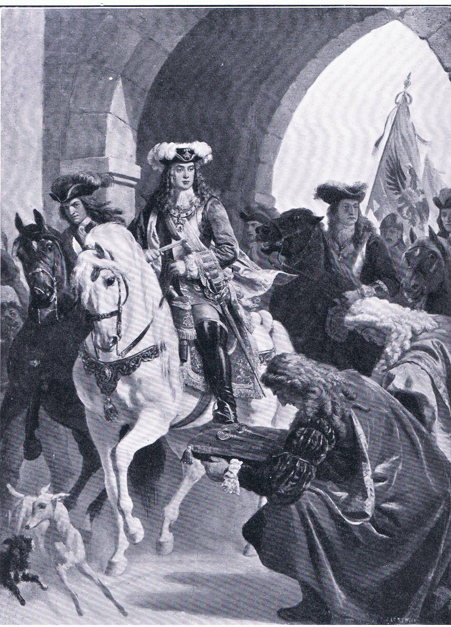Rakušané vstupující do Bělehradu, ilustrace z Landmarks in European History vydané nakladatelstvím Gresham Publishing Co, kolem roku 1920 (litho) od Eugen von Blaas