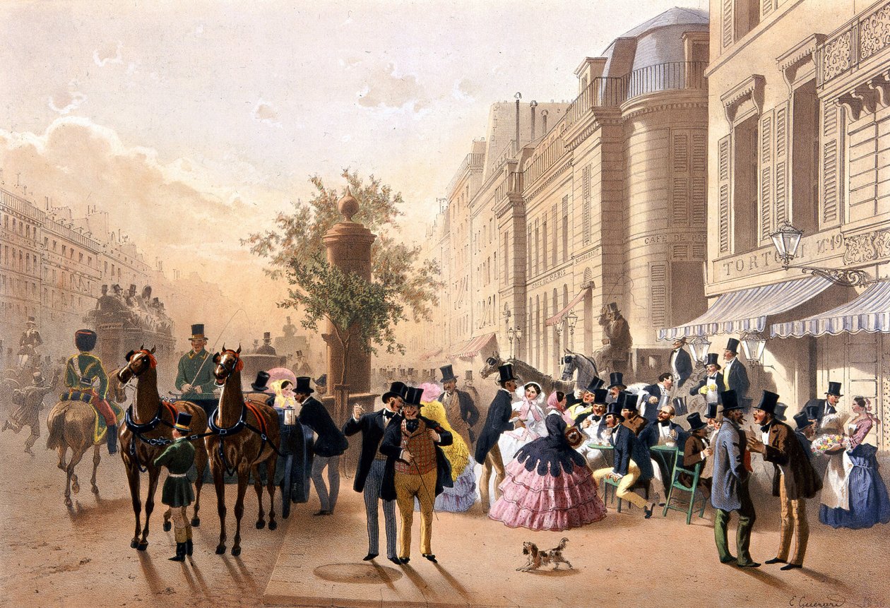 Boulevard des Italians (před Tortoni) - Litografie od Guérarda od Eugen von Guerard