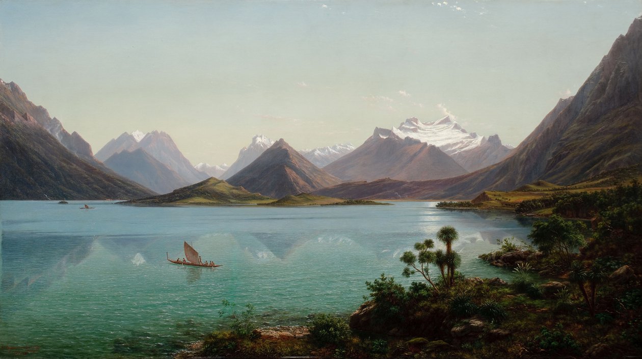 Jezero Wakatipu s Mount Earnslaw, Middle Island, Nový Zéland od Eugene von Guérard