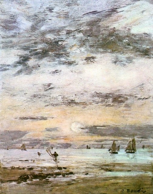 Mořská krajina - západ slunce od Eugene Louis Boudin