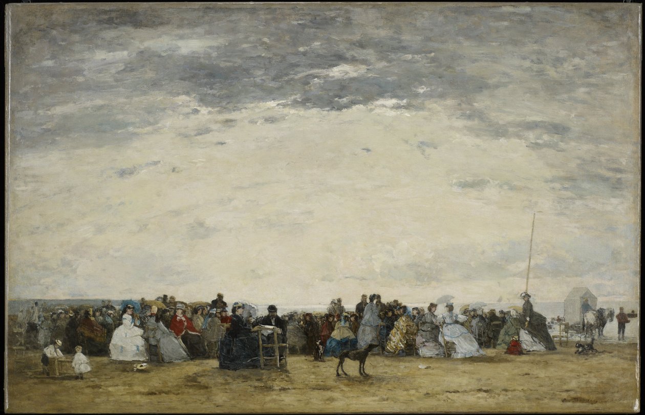 Rekreanti na pláži v Trouville od Eugene Louis Boudin