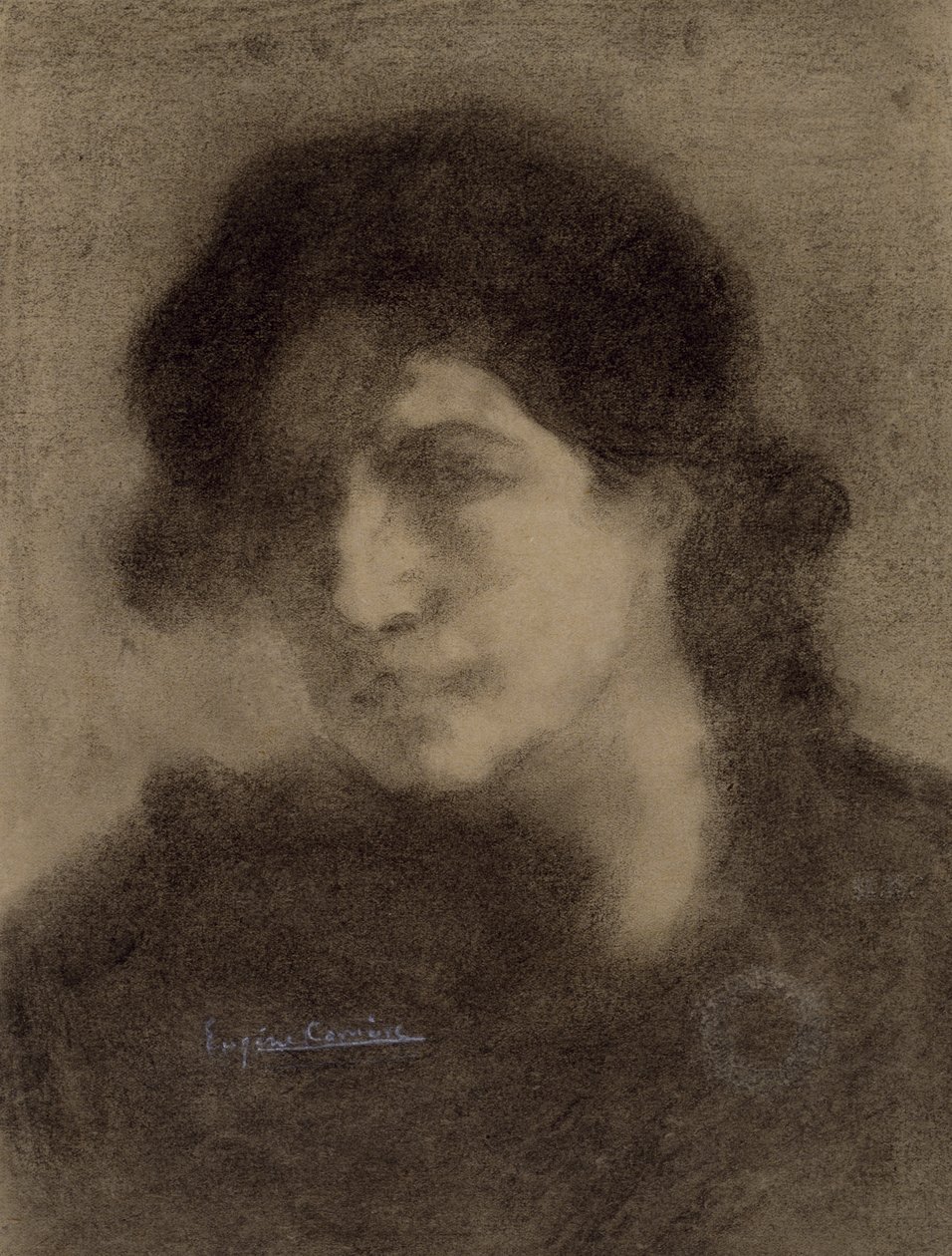 Bez názvu, c. 1890 (uhl na papíře) od Eugène Carrière