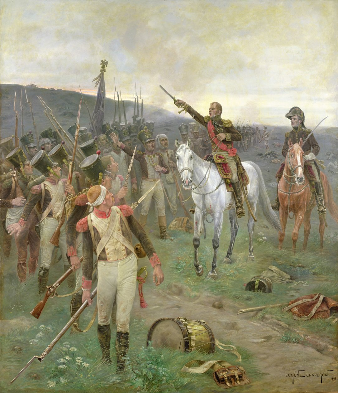 Maršál Ney shromáždil vojáky u Waterloo, 1898 od Eugene Chaperon