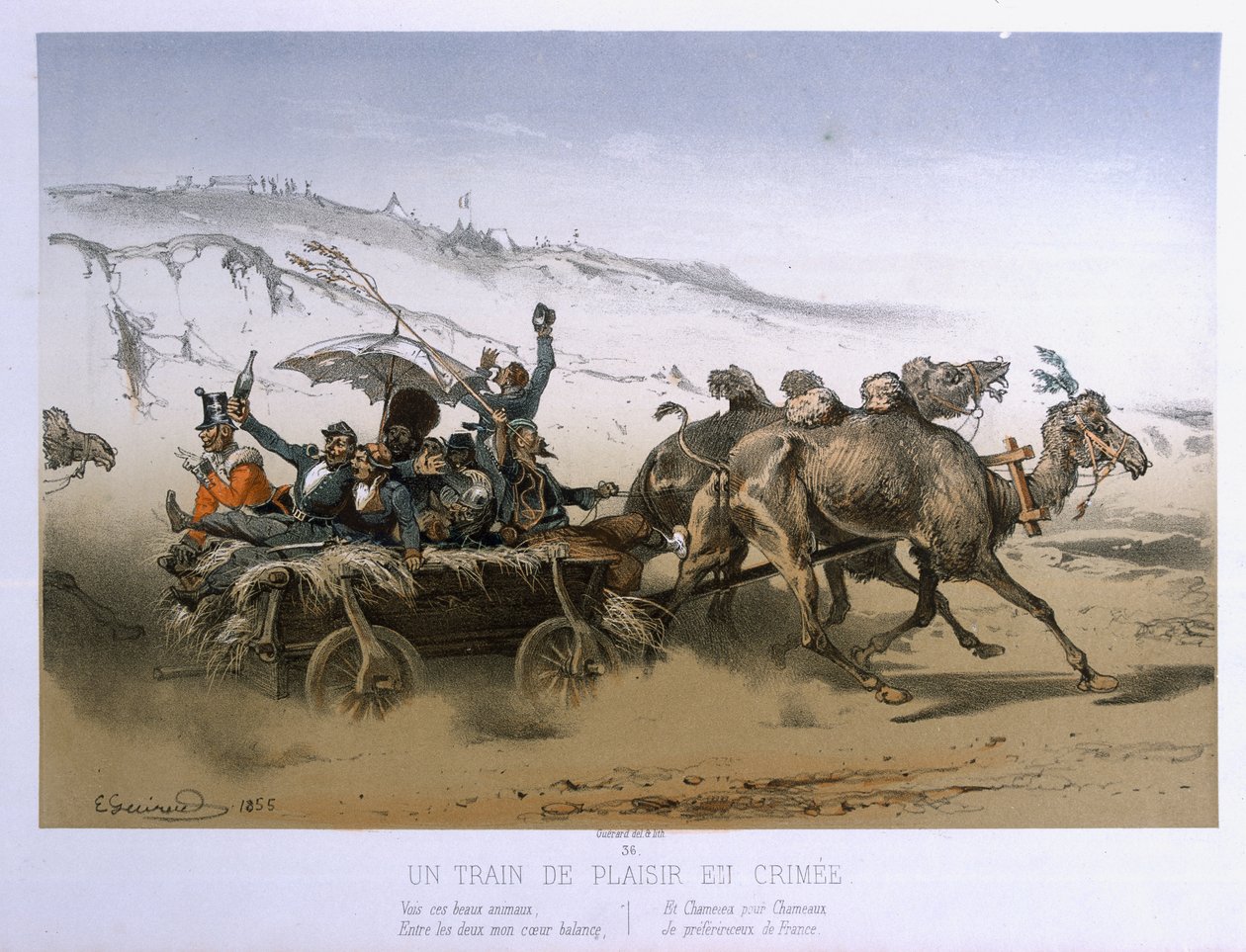 A Pleasure Wagon in the Crimea, publikoval Wild 1854-55 od Eugene Charles Francois Guerard