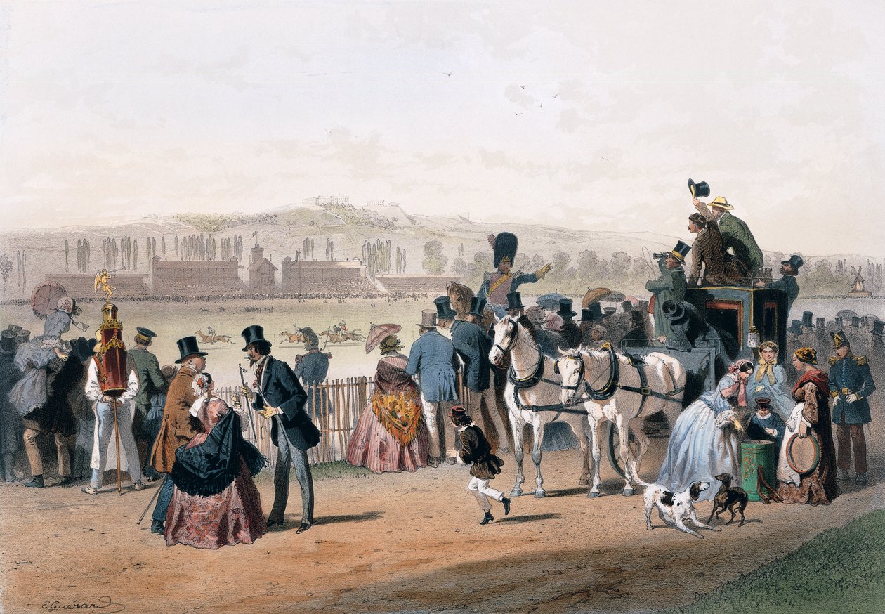 Dostihová dráha v Bois de Boulogne od Eugene Charles Francois Guerard