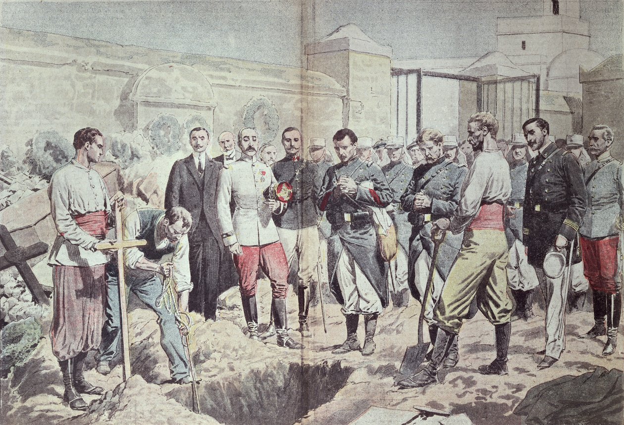 Francouzští legionáři v Maroku na pohřbu, ilustrace z 