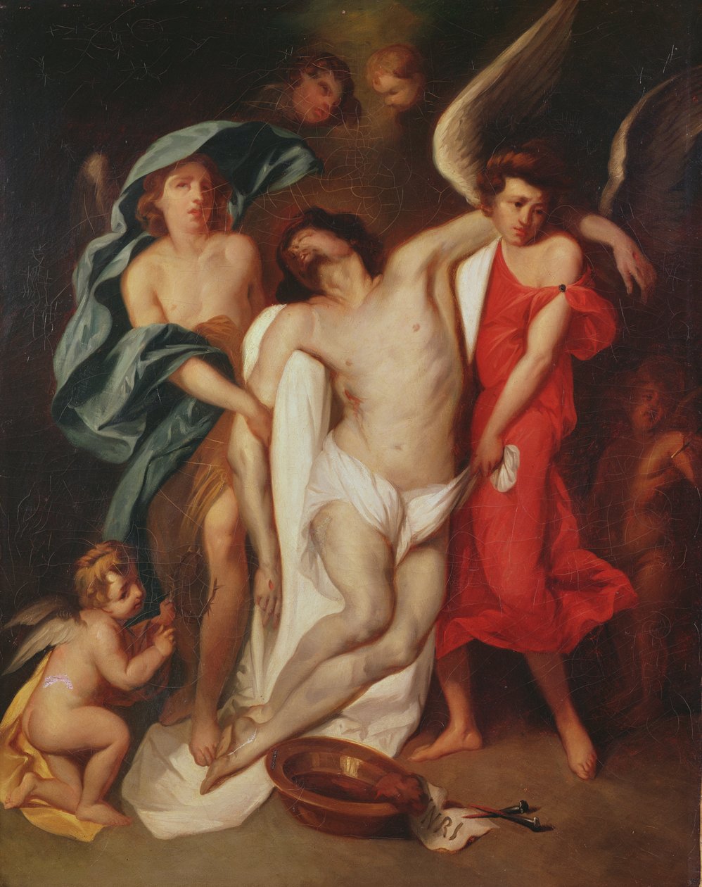 Tělo Kristovo nesené anděly od Ferdinand Victor Eugene Delacroix