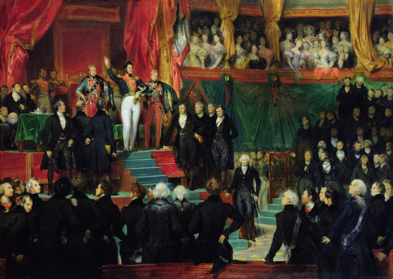 Louis-Philippe (1773-1850) složil přísahu jako král před Poslaneckou sněmovnou, 9. srpna 1830 od Eugene Deveria
