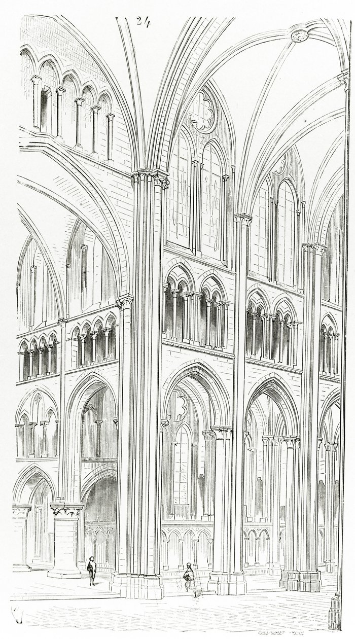 Interiér katedrály v Cluny od Eugene Emmanuel Viollet le Duc