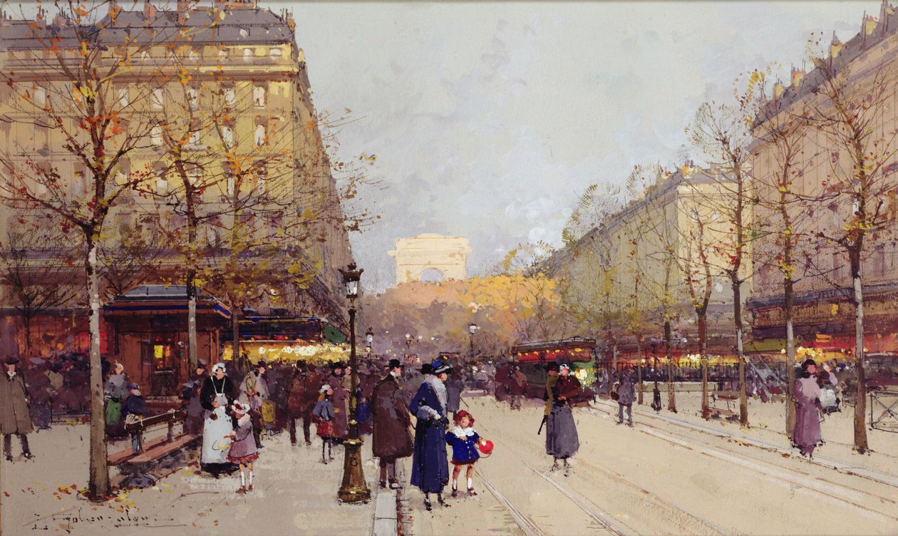 Champs Elysees, Paříž od Eugene Galien Laloue