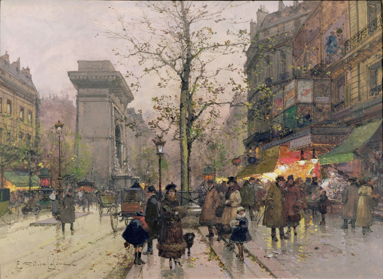 Porte St. Denis, Paříž od Eugene Galien Laloue