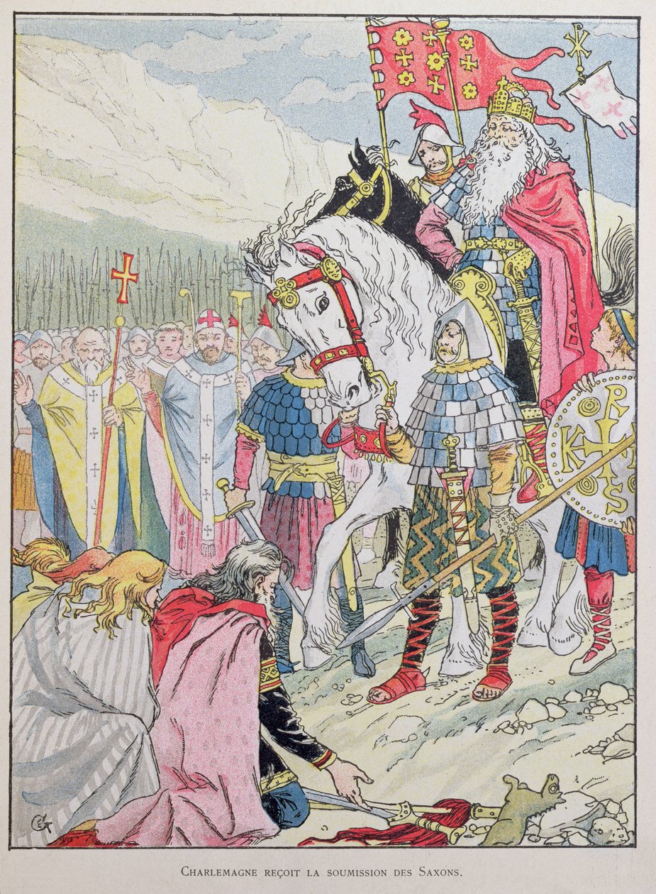 Karel Veliký (742-814) obdržel v roce 785 podřízení Sasů od Eugene Grasset