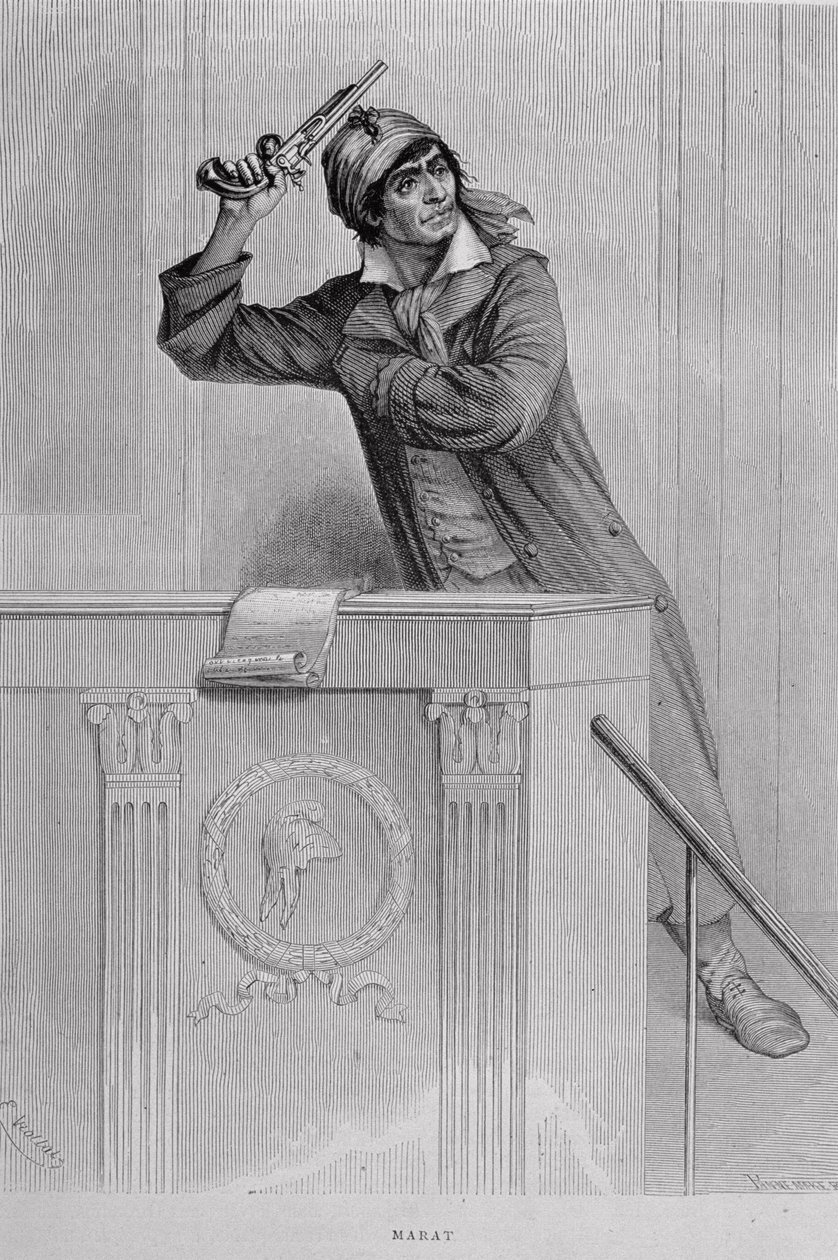 Jean Paul Marat (1743-93) Podněcující revoluci, vyrytý Stephanem Pannemakerem (1847-1930) od Eugene Joseph Viollat
