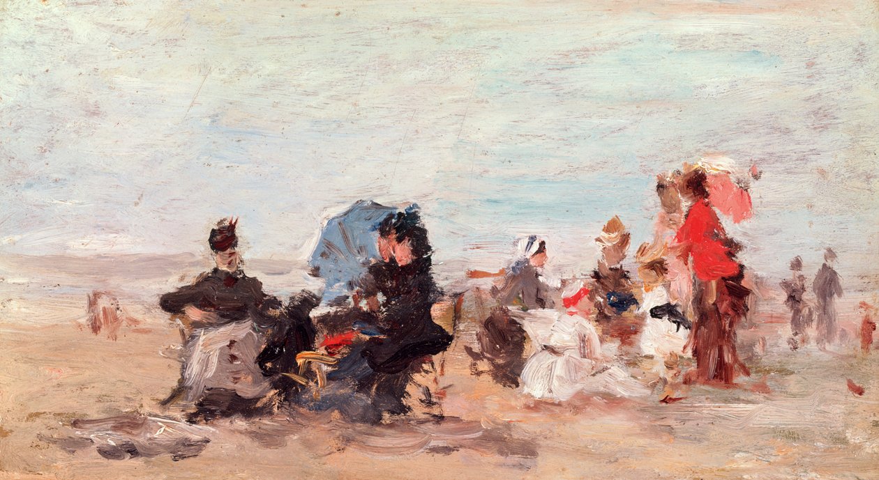 Pláž u Deauville, asi 1924 od Eugene Louis Boudin