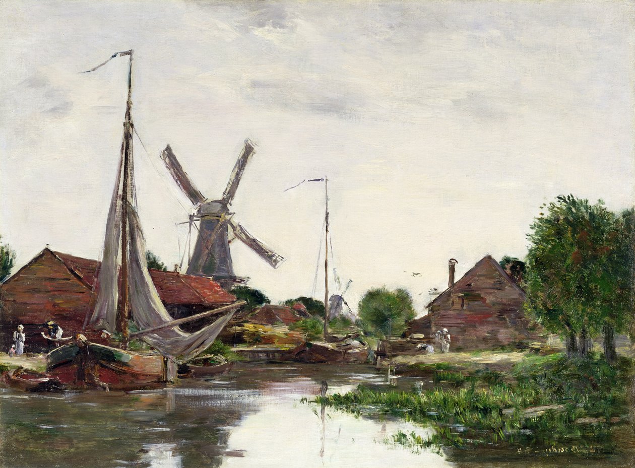 Dordrecht, Větrný mlýn na Meuse, 1884 od Eugene Louis Boudin