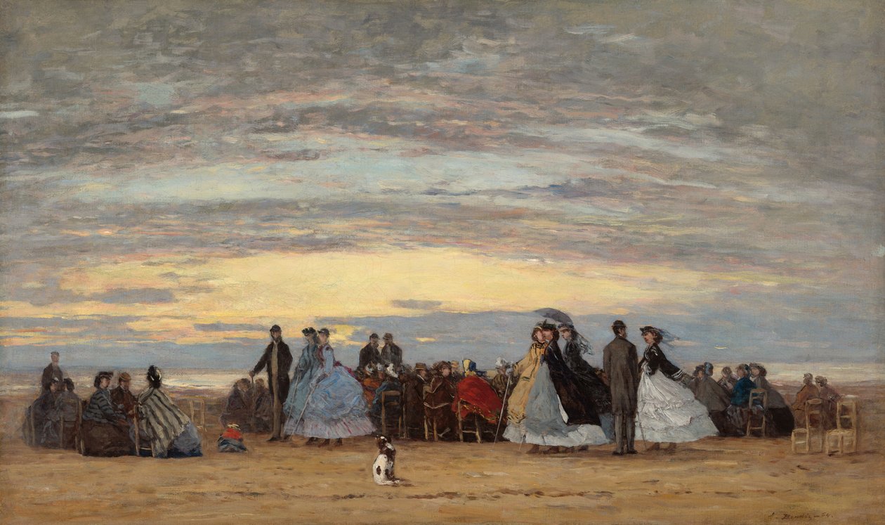 Pláž ve Villerville od Eugene Louis Boudin