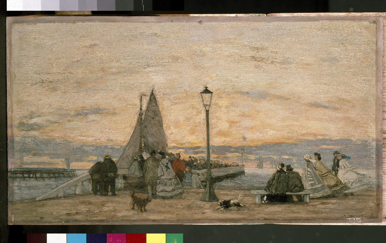 Molo v Trouville: Západ slunce, 1864 od Eugene Louis Boudin