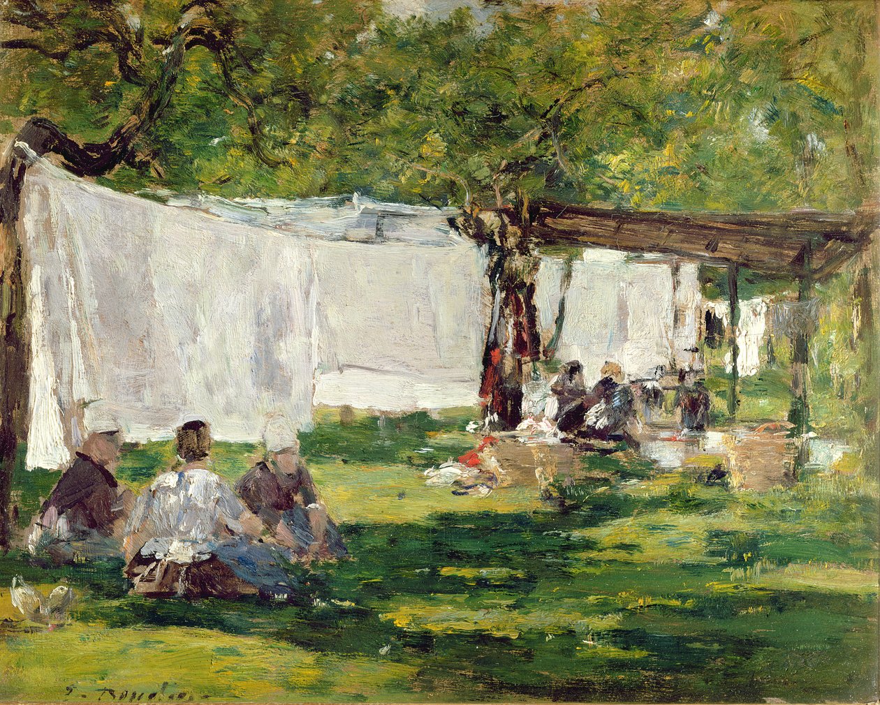 The Laundry at Collise St. Simeon (olej) od Eugene Louis Boudin