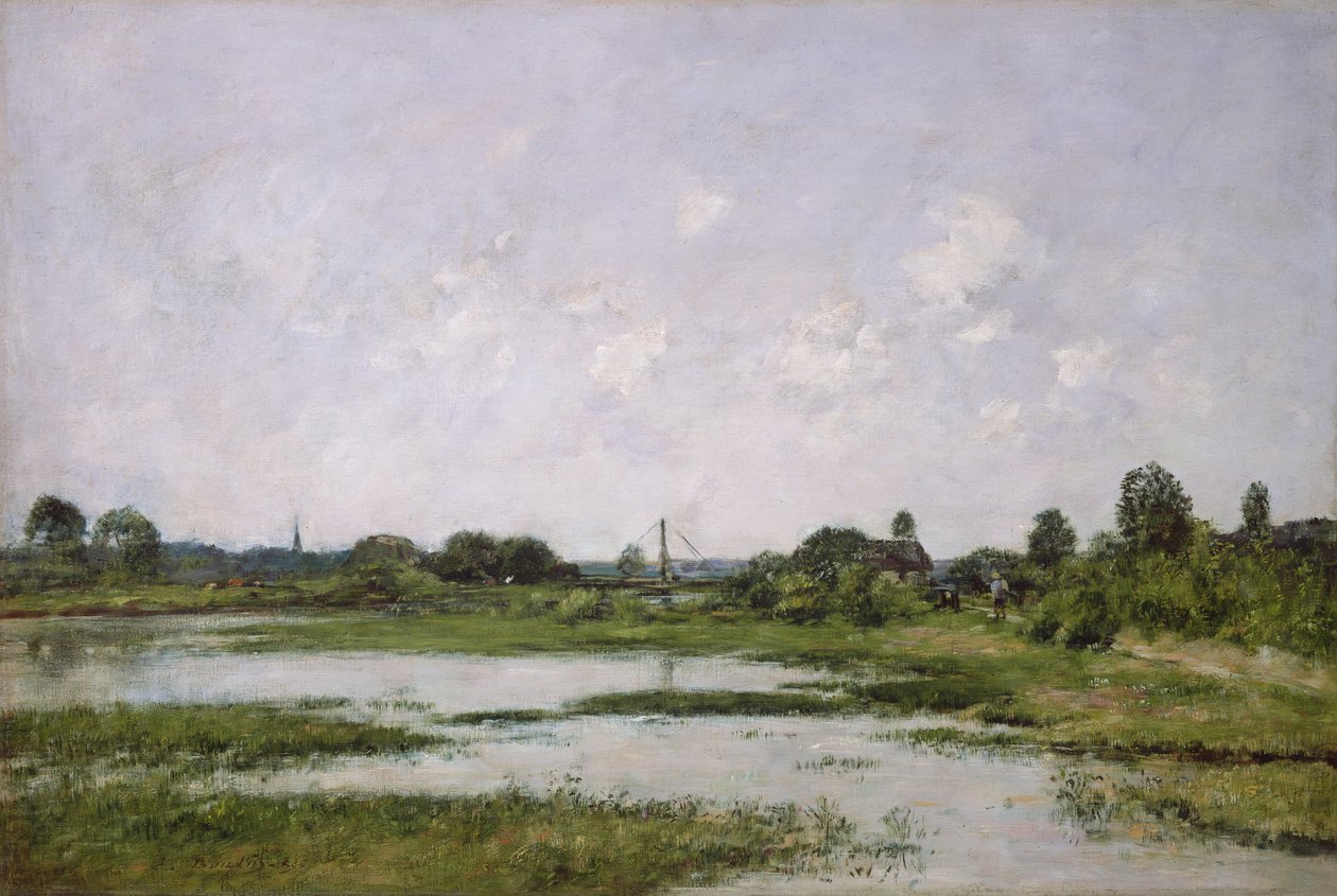 Břehy řeky Touques v Trouville během jarních přílivů od Eugene Louis Boudin