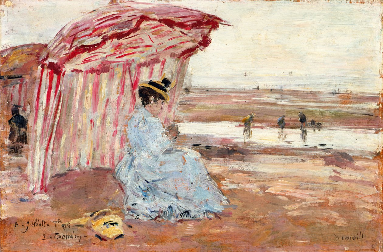 Žena pod plážovým deštníkem, 1895 od Eugene Louis Boudin
