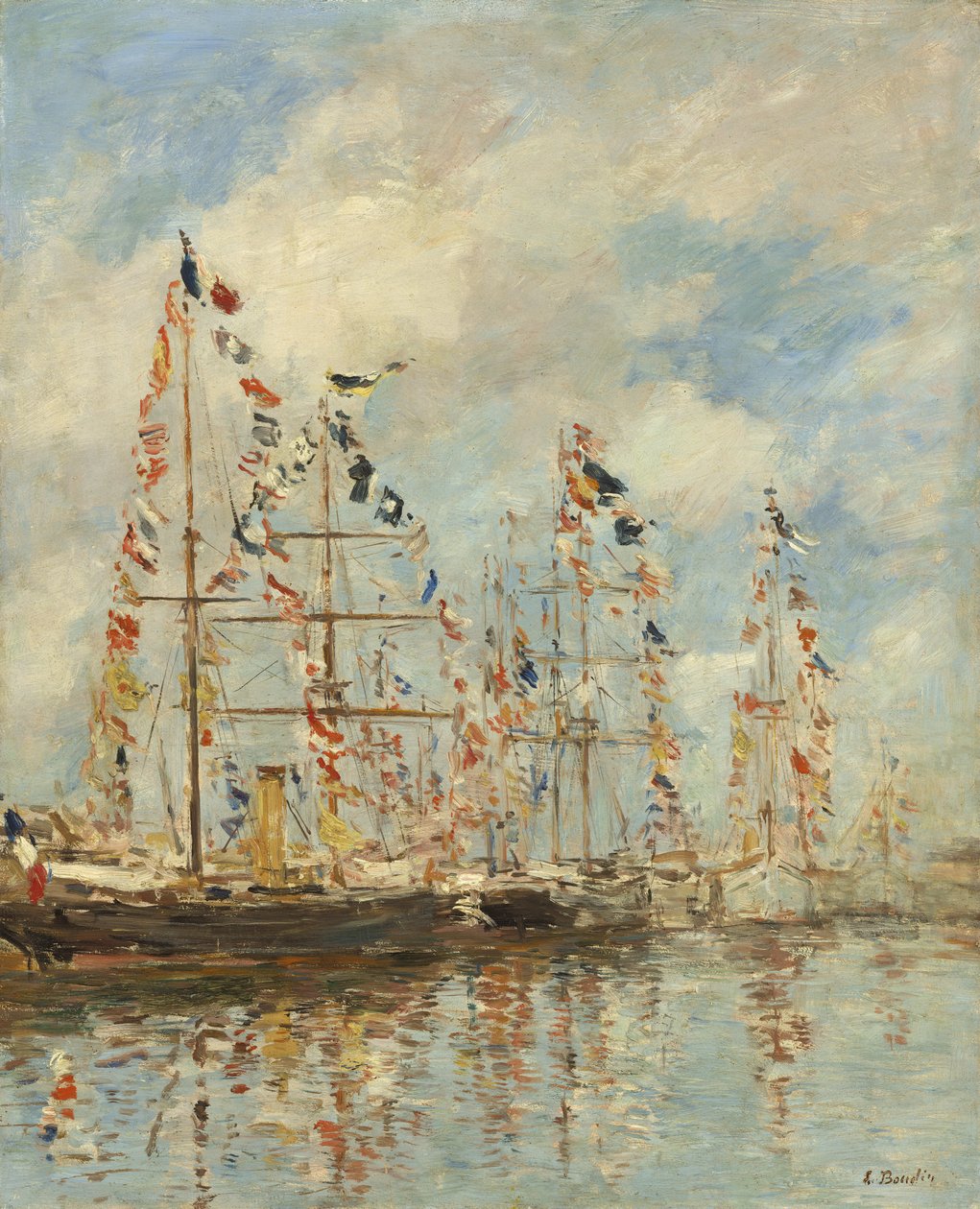 Yacht Basin v Trouville-Deauville, kolem 1895-6 (olej na dřevě) od Eugene Louis Boudin