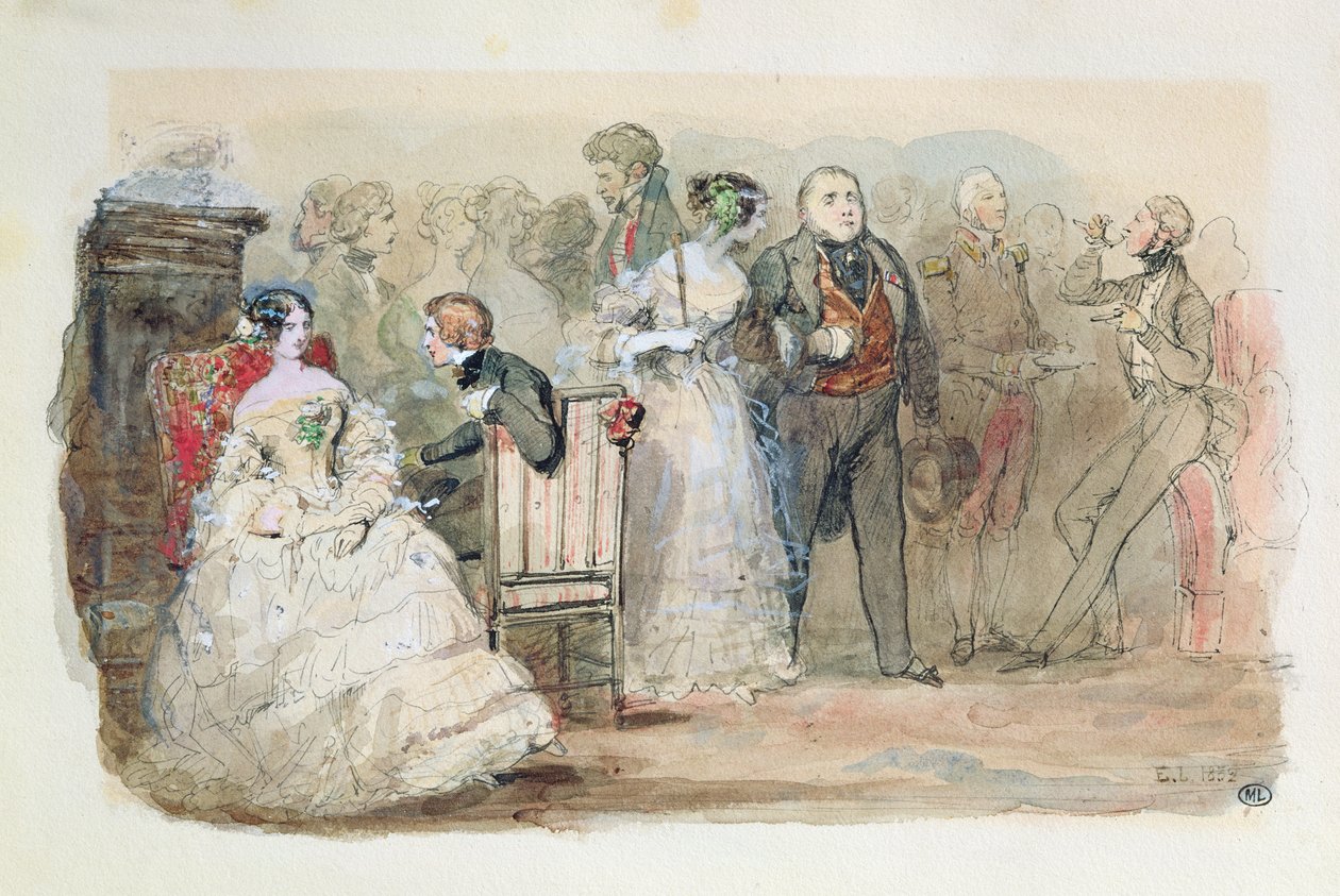 Recepce za vlády Louis-Philippe (1830-48) 1832 (pero a inkoust a wc na papíře) od Eugene-Louis Lami