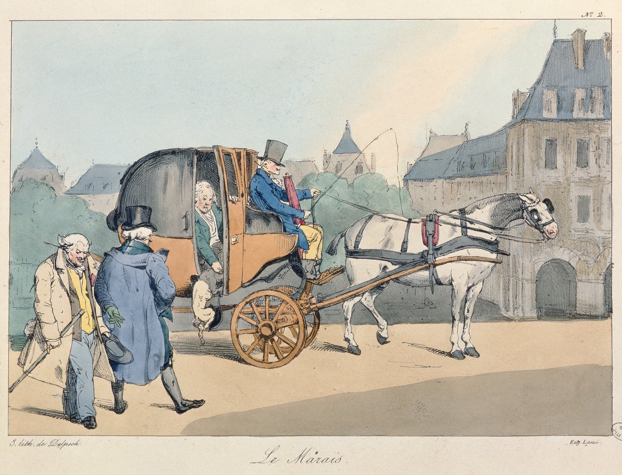 Le Marais, kolem roku 1825 (barevné lito) od Eugene Louis Lami