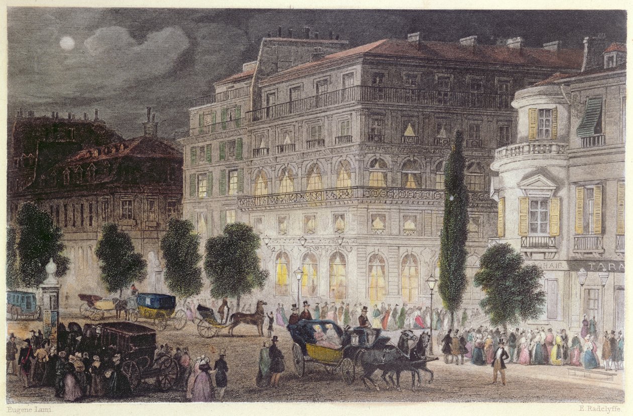 Pohled na Boulevard des Italiens, rytina E. Radclyffe, asi 1840-50 od Eugene Louis Lami