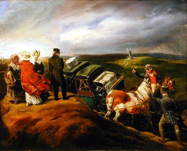 The Mail Coach (olej na plátně) od Eugene Louis Lami