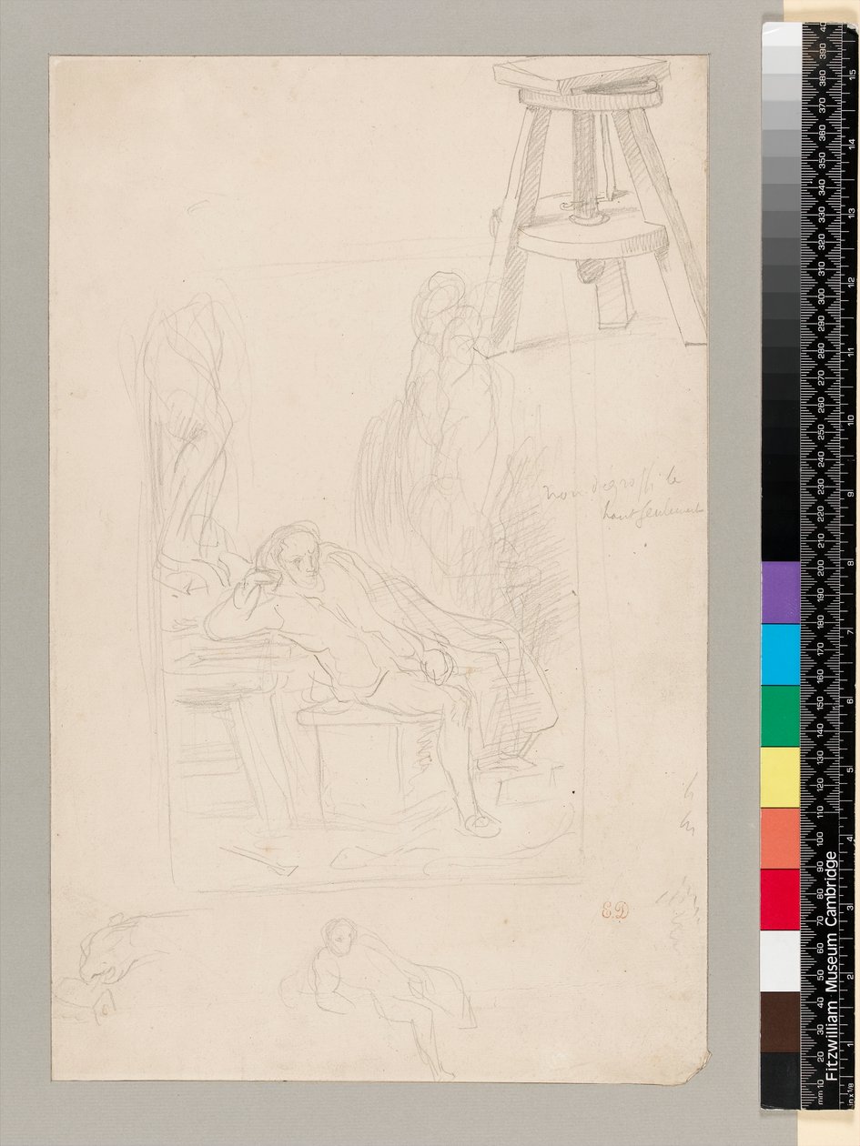 Studie pro „Michelangelo v jeho studiu“ od Eugene  Delacroix