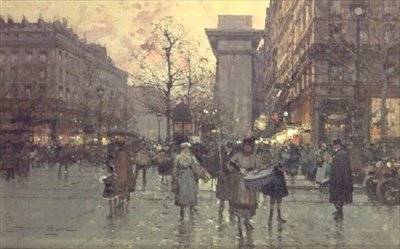La Porte St. Denis, Paříž od Eugene Galien Laloue