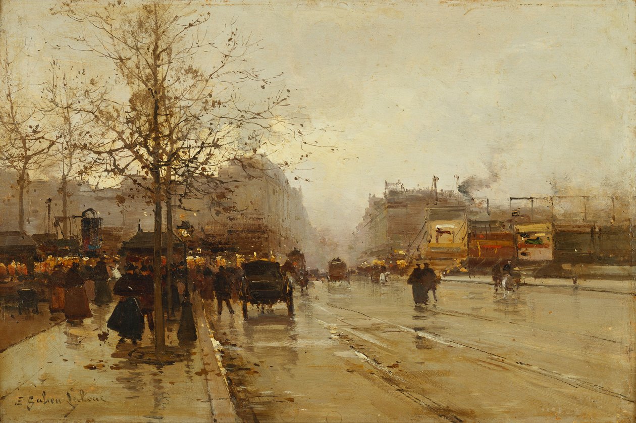 Boulevards, Paříž od Eugene Galien Laloue