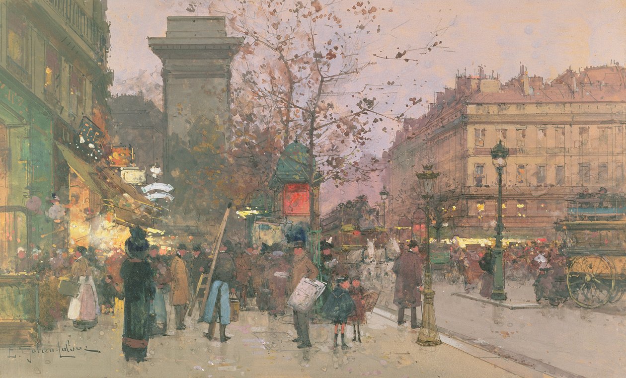Porte Saint Denis (bez papíru) od Eugene Galien Laloue
