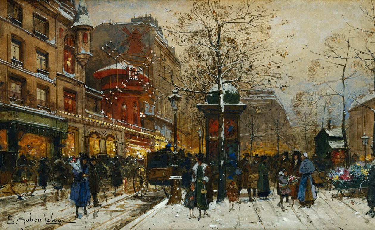 Moulin Rouge, Paříž od Eugene Galien Laloue