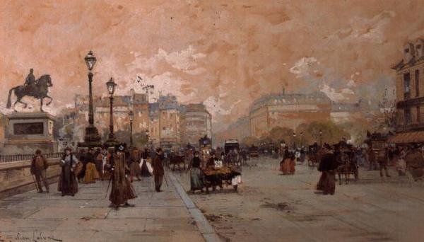 Pařížská pouliční scéna od Eugene Galien Laloue