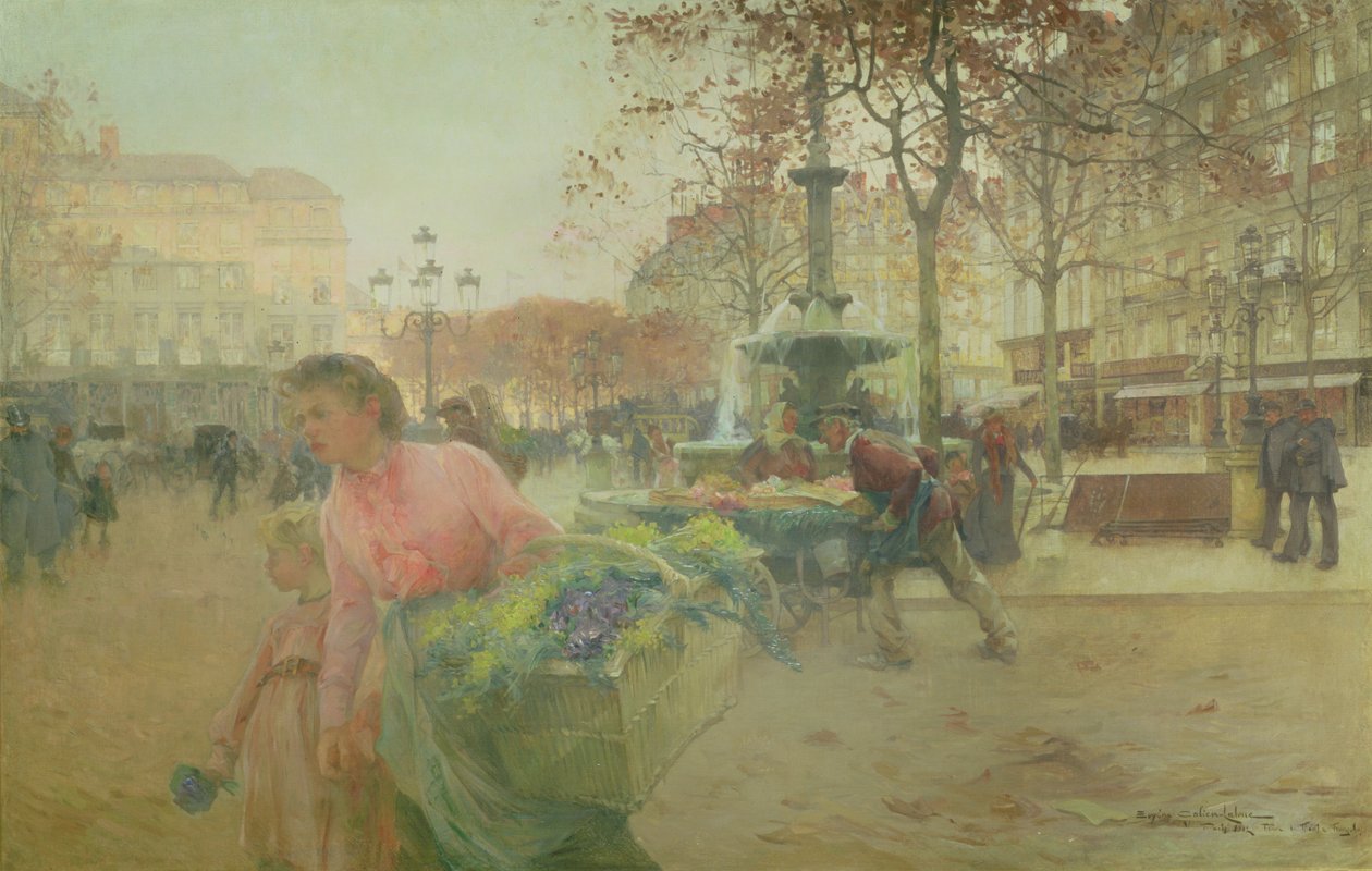 Place du Theatre Francais v Paříži od Eugene Galien Laloue