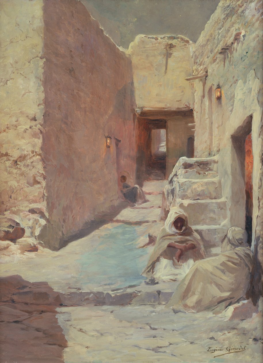 Pouliční scéna s Araby (olej na plátně) od Eugene Alexis Girardet