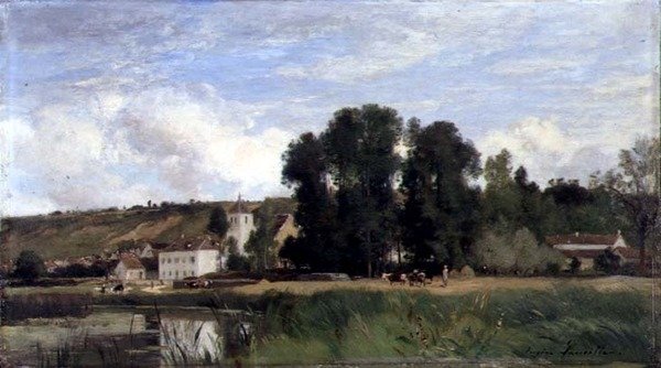 Na břehu Seiny u Levy od Eugene Antoine Samuel Lavieille