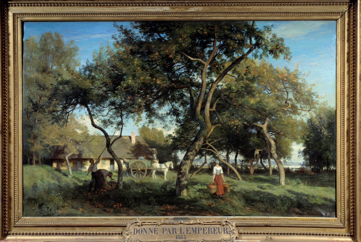 Sbírání jablek v Normandii v roce 1865. Obraz Eugene Lavieille (1820-1889) od Eugene Antoine Samuel Lavieille