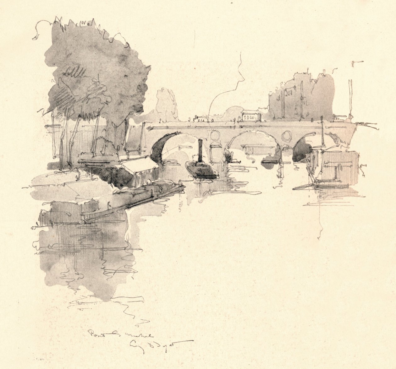 Pont St Michel, 1915 od Eugene Bejot