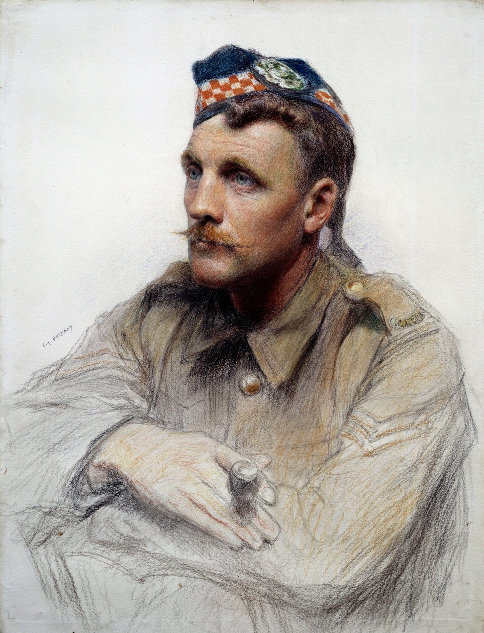 První světová válka: ““Portrét skotského vojáka během Velké války”” Kresba Eugene Bornand (1850-1921) Paříž 20. století, Muzeum Čestné legie od Eugene Bornand