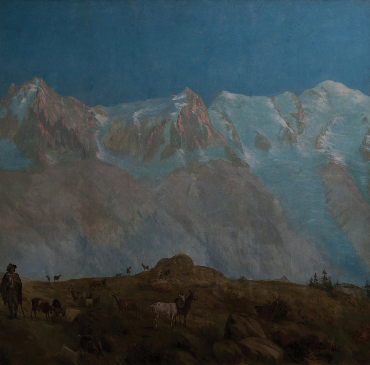 Mont Blanc, Aiguilles du Midi du Plan (olej na plátně) od Eugene Bourgeois