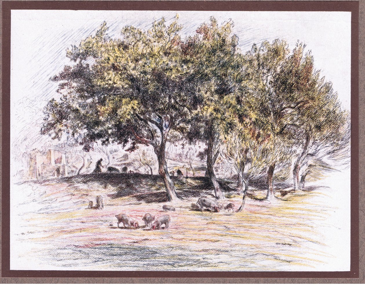 Mnich Juniper uřízne nohu praseti, aby ji dal nemocnému muži, 1919 od Eugene Burnand