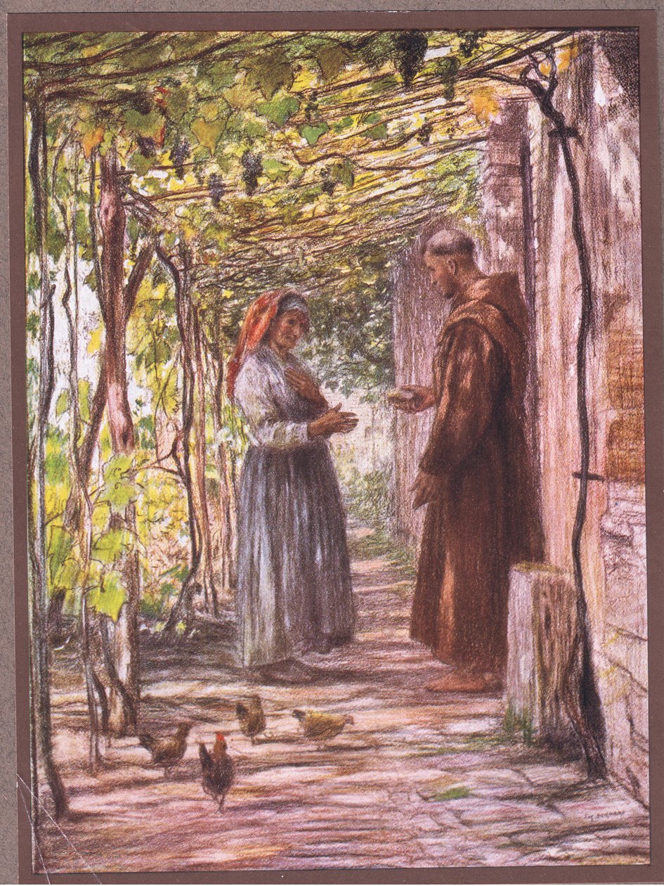 Friar Masseo je jmenován vrátným, 1919 od Eugene Burnand