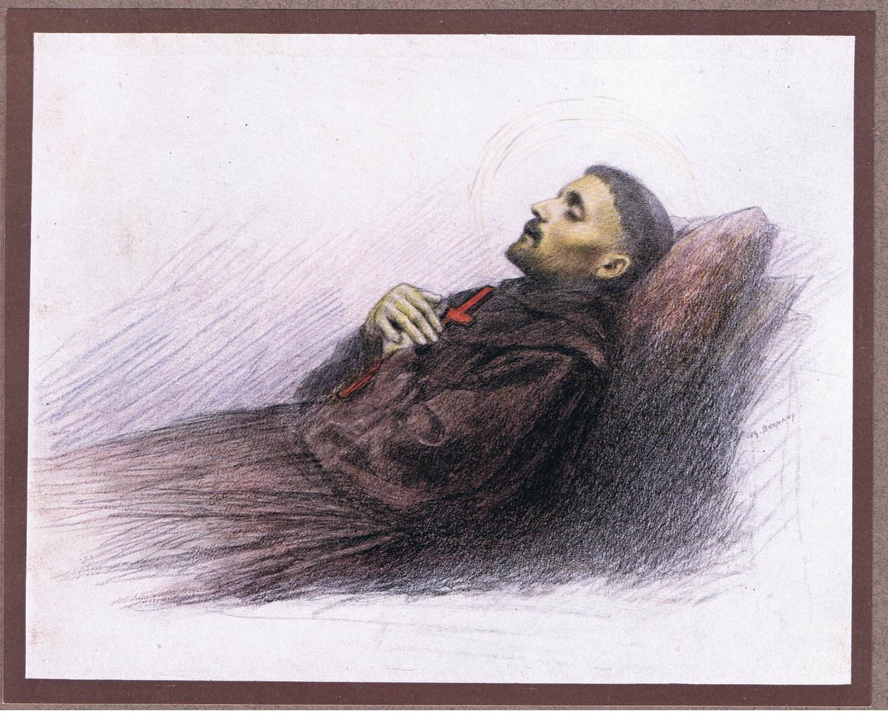 Svatý František na smrtelné posteli, 1919 od Eugene Burnand