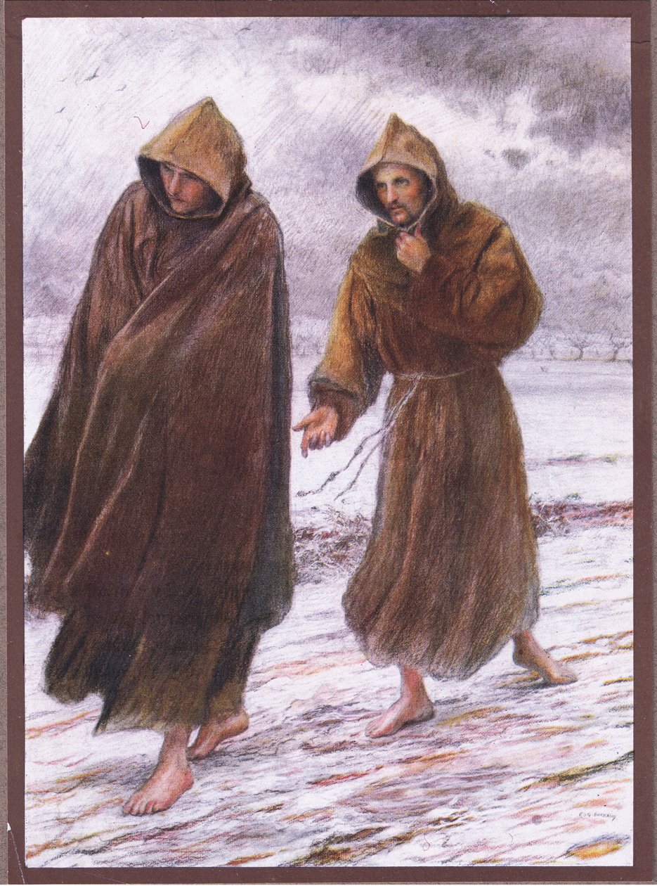 Svatý František představuje mnicha Lva tam, kde se nachází dokonalá radost, 1919 od Eugene Burnand