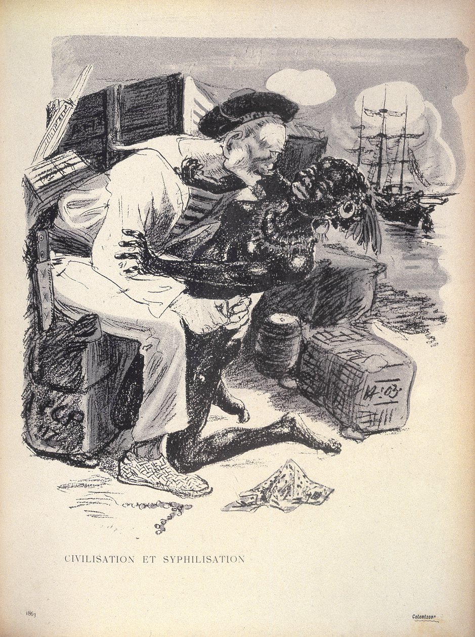 Civilisation et Syphilisation, str. 1863, rytina Grandjouan z LAssiette Au Beurre, vyd. 10. ledna 1903 od Eugene Cadel