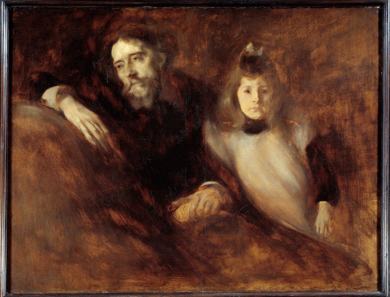 Alphonse Daudet (1840 - 1897) a jeho dcera. Obraz Eugene Carriere (1849-1906) od Eugène Carrière