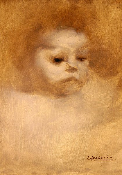 Hlava dítěte, studie k obrazu La Grande Soeur (olej na plátně) od Eugène Carrière